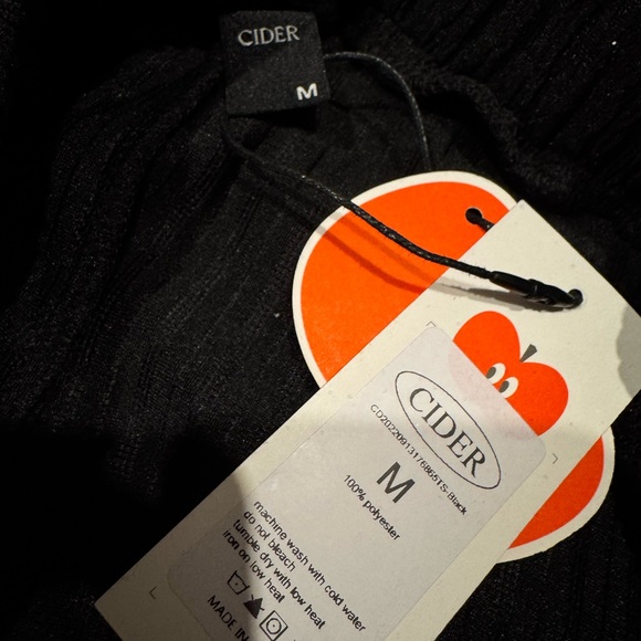 NWT Cider Glitter High Waist Wide Leg Trousers Black Sparkle Wide-Leg Pants - Picture 4 of 4